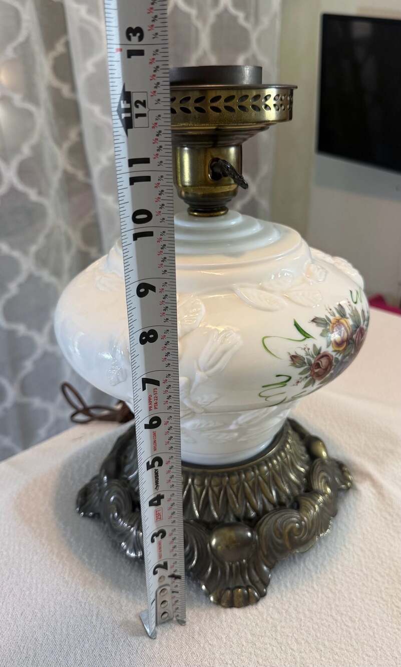 Vintage Milk Glass Hurricane Parlor Lamp - Picture 8 of 9